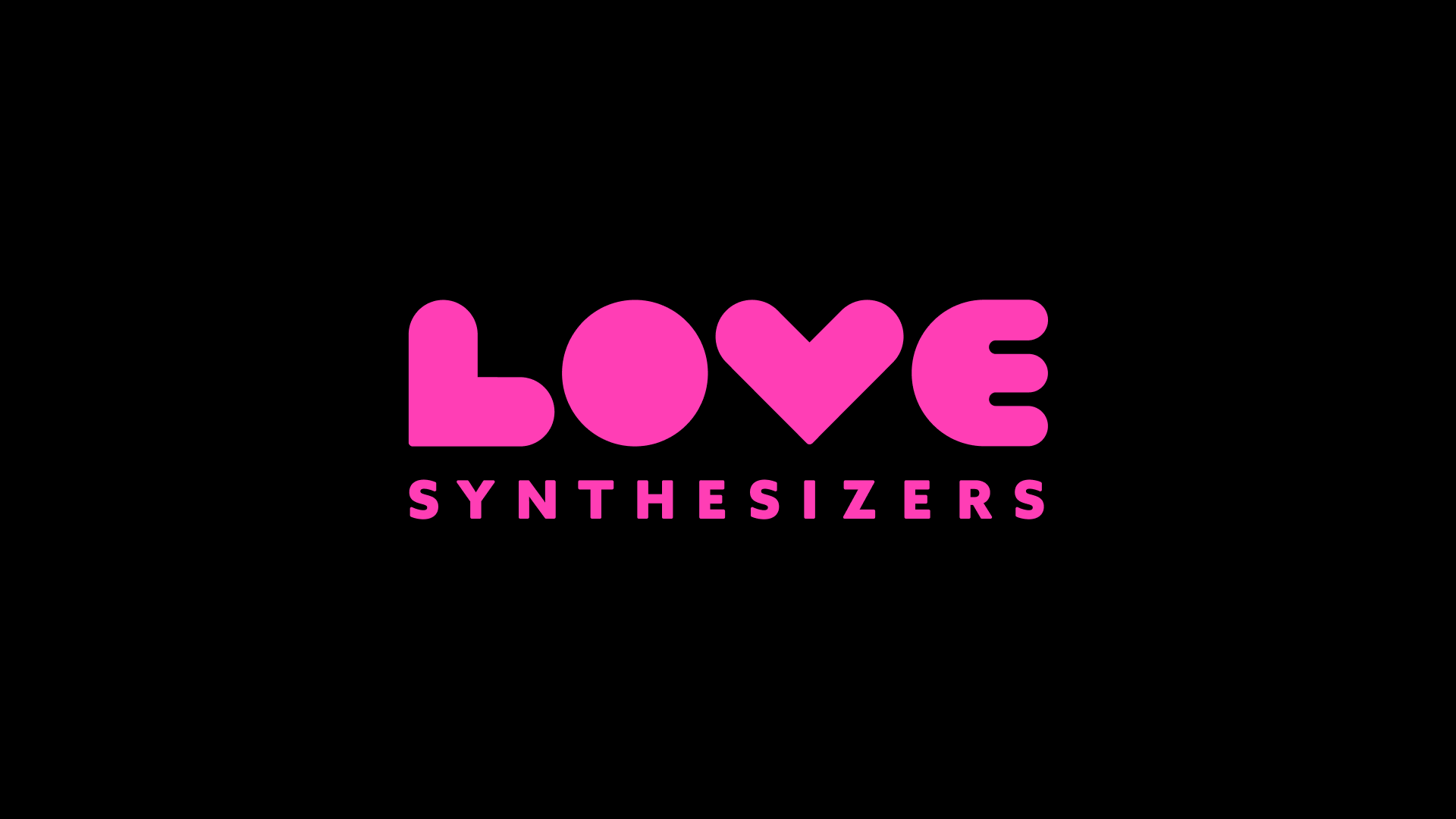 Repeated LOVE forms, pattern and instrument illustration sharing one visual language.