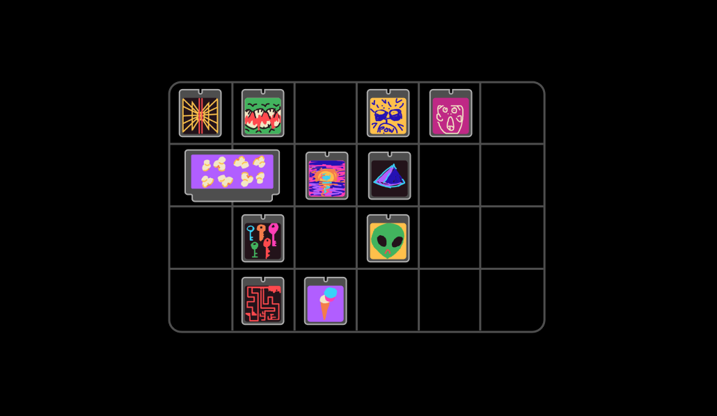 FIRST LOVE inventory containing a collection of colourful sound patches
