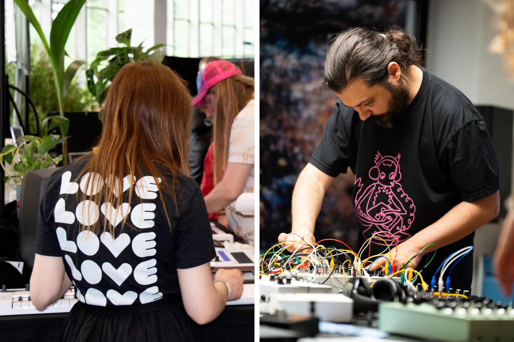 LOVE apparel worn while exploring electronic instruments.