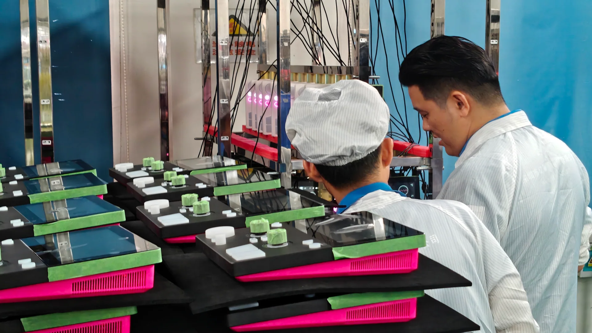 FIRST LOVE instruments being assembled on the production line in Shenzhen.