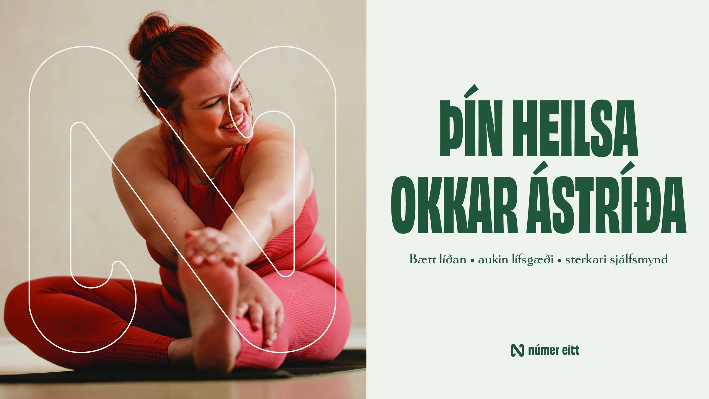 Númer eitt identity applied to photography and a bold Icelandic headline