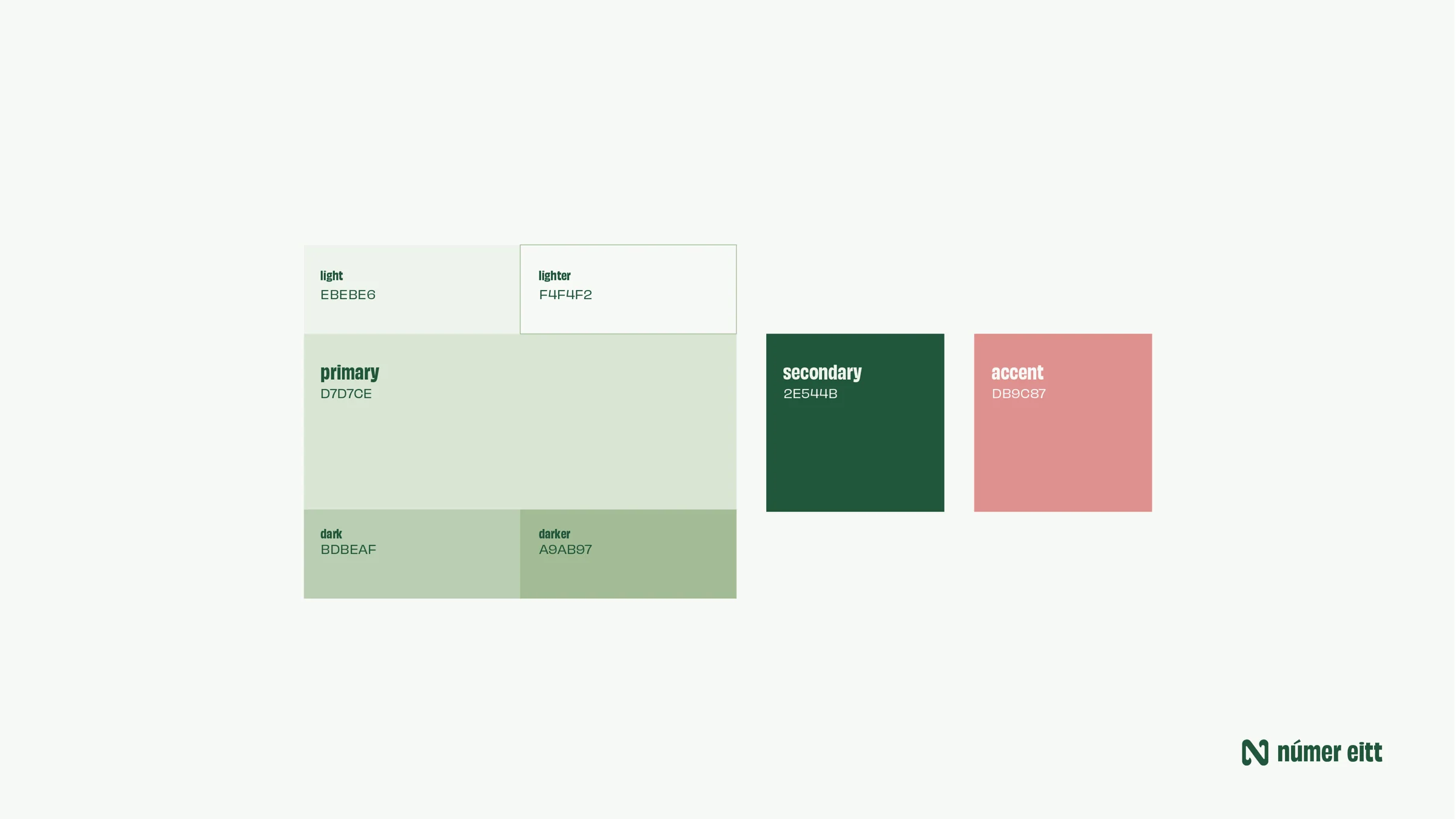 Númer eitt palette of pale neutrals, greens and muted pink